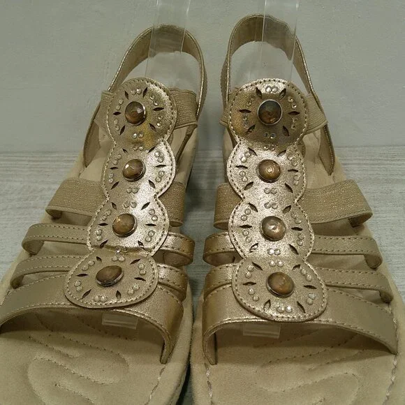 Cliffs White Mountain Camryn Metallic Gold Embellished Comfort Sandals Size 9.5 - Picture 10 of 11